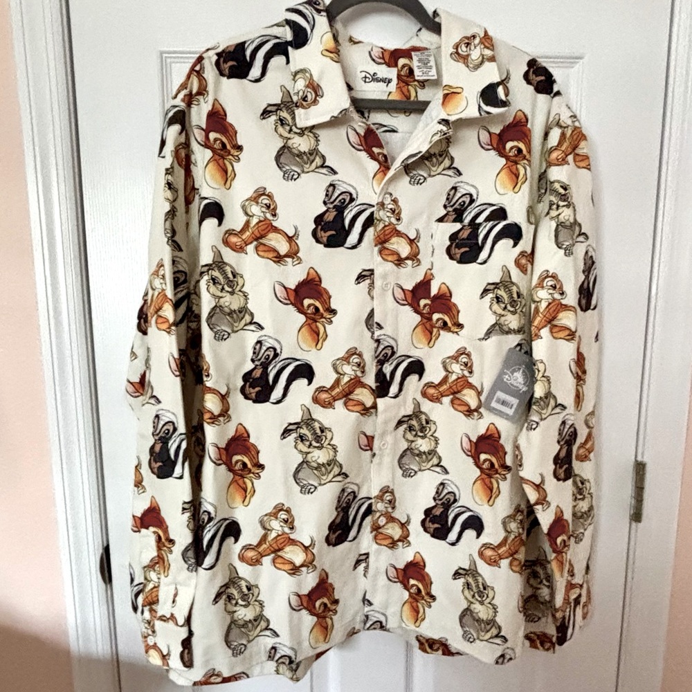 NWT Disney XXL Bambi and Friends Flannel Shirt for Adults